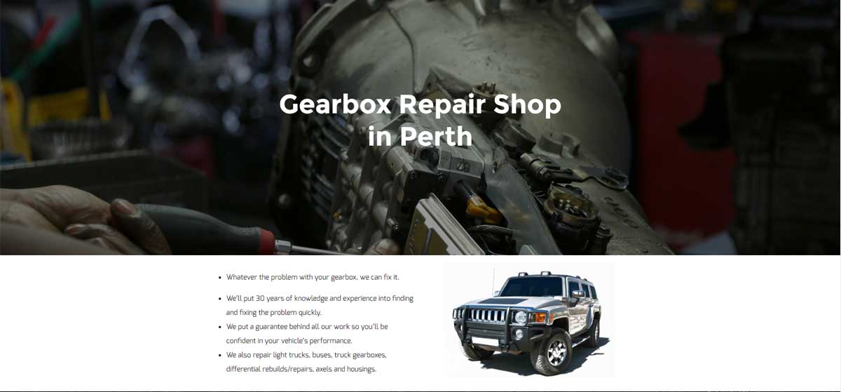 Perthgearbox Car Servicing Website Design 7