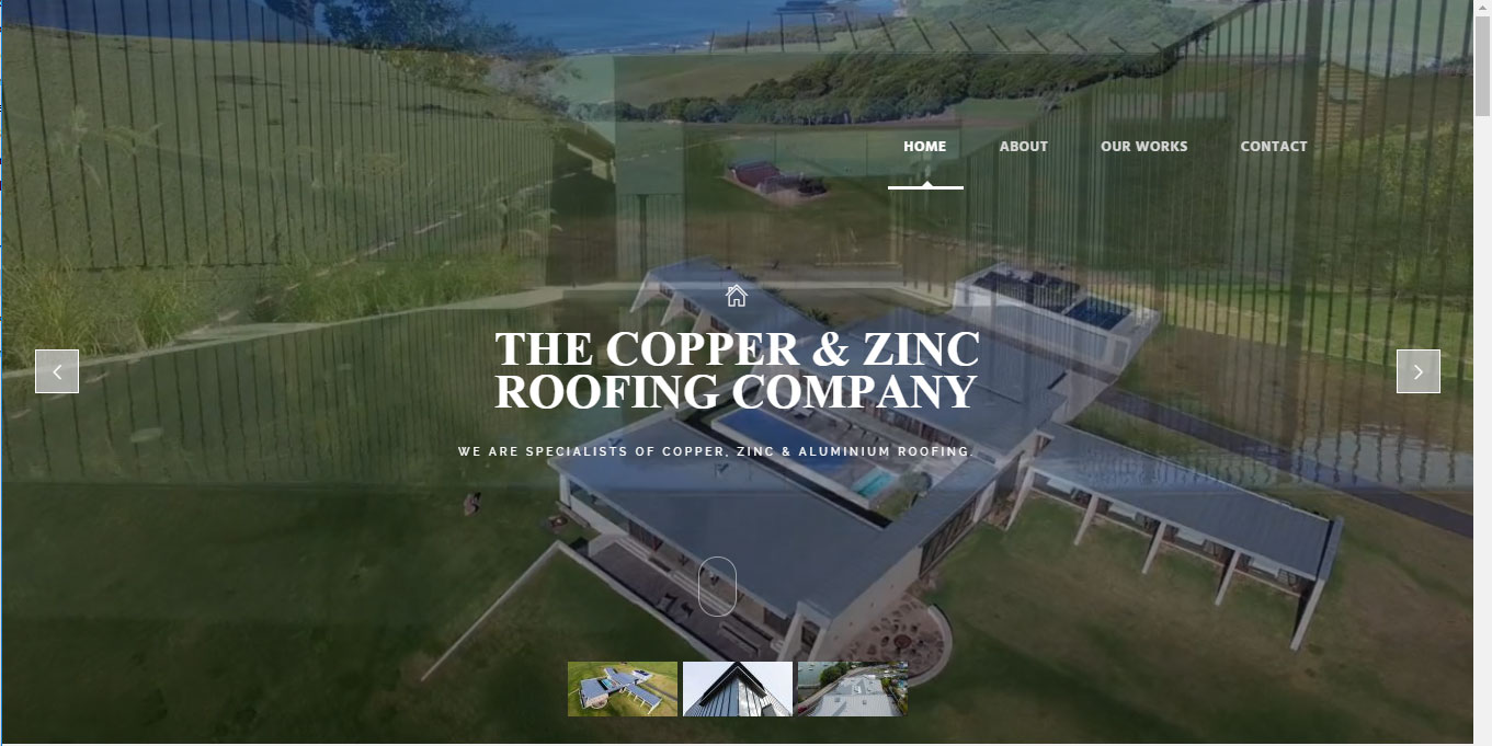 Copper And Zing Roofing Website Design 2