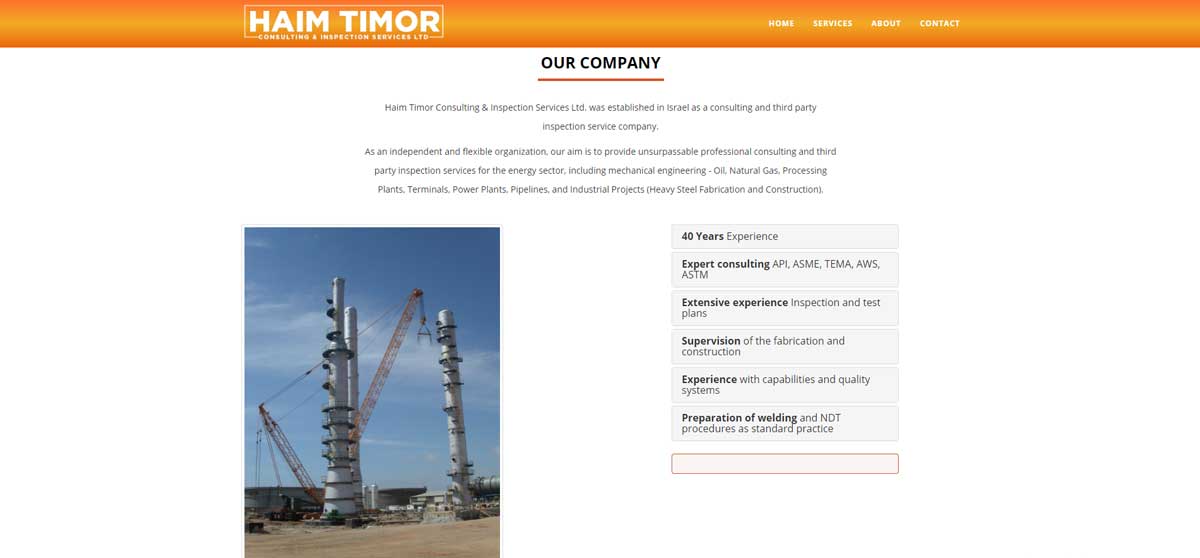Haim Timor Consulting & Inspection Services Website